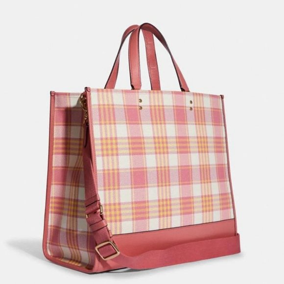 coach Dempsey Tote 40 With Garden Plaid Print And Coach Patch c8200 - Picture 15 of 15